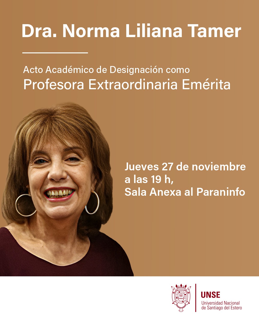 La UNSE distingue a la Dra. Norma Tamer como Profesora Extraordinaria Emérita
