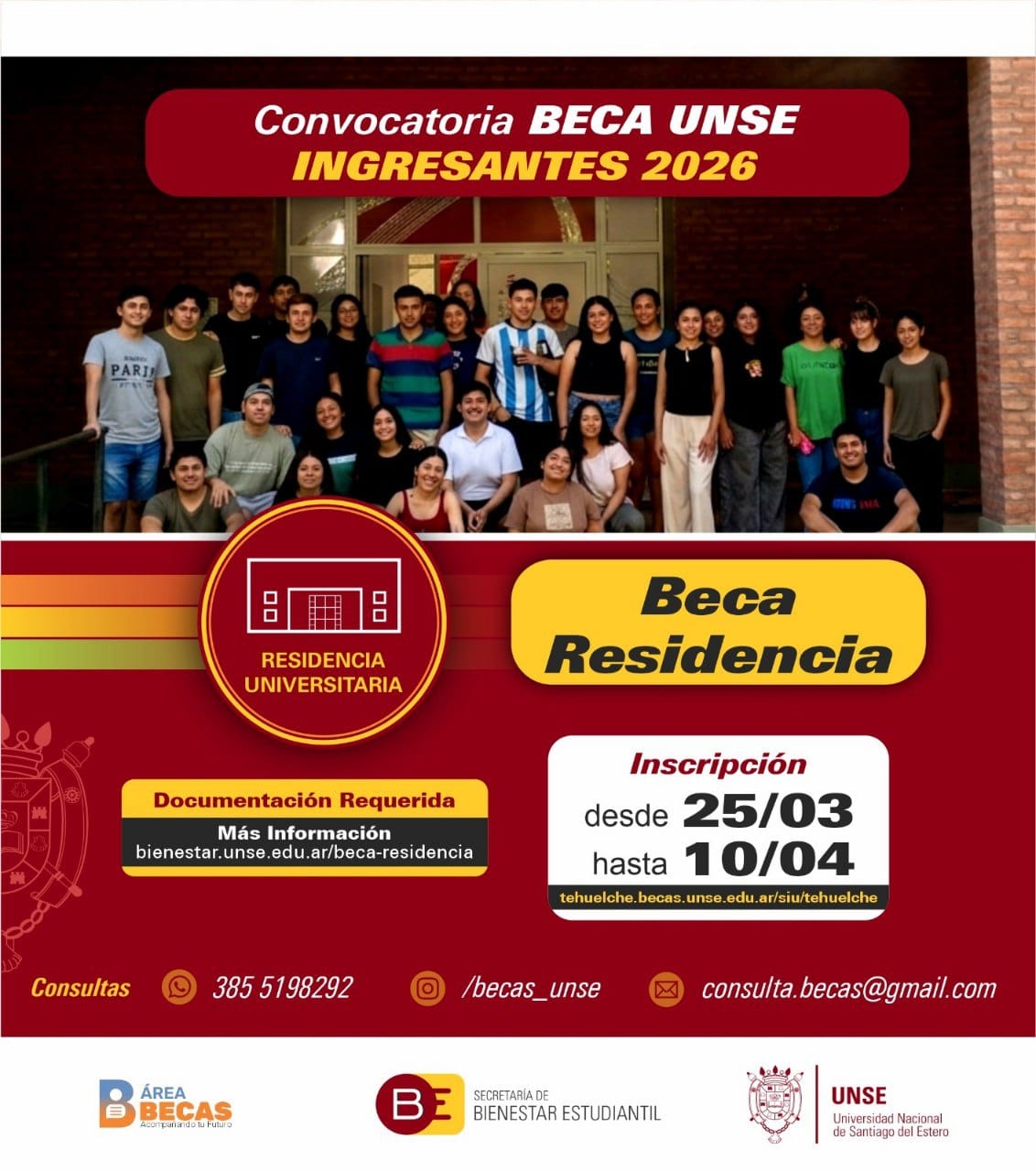 Informan la apertura de la Convocatoria de Becas – Ingresantes UNSE 2026