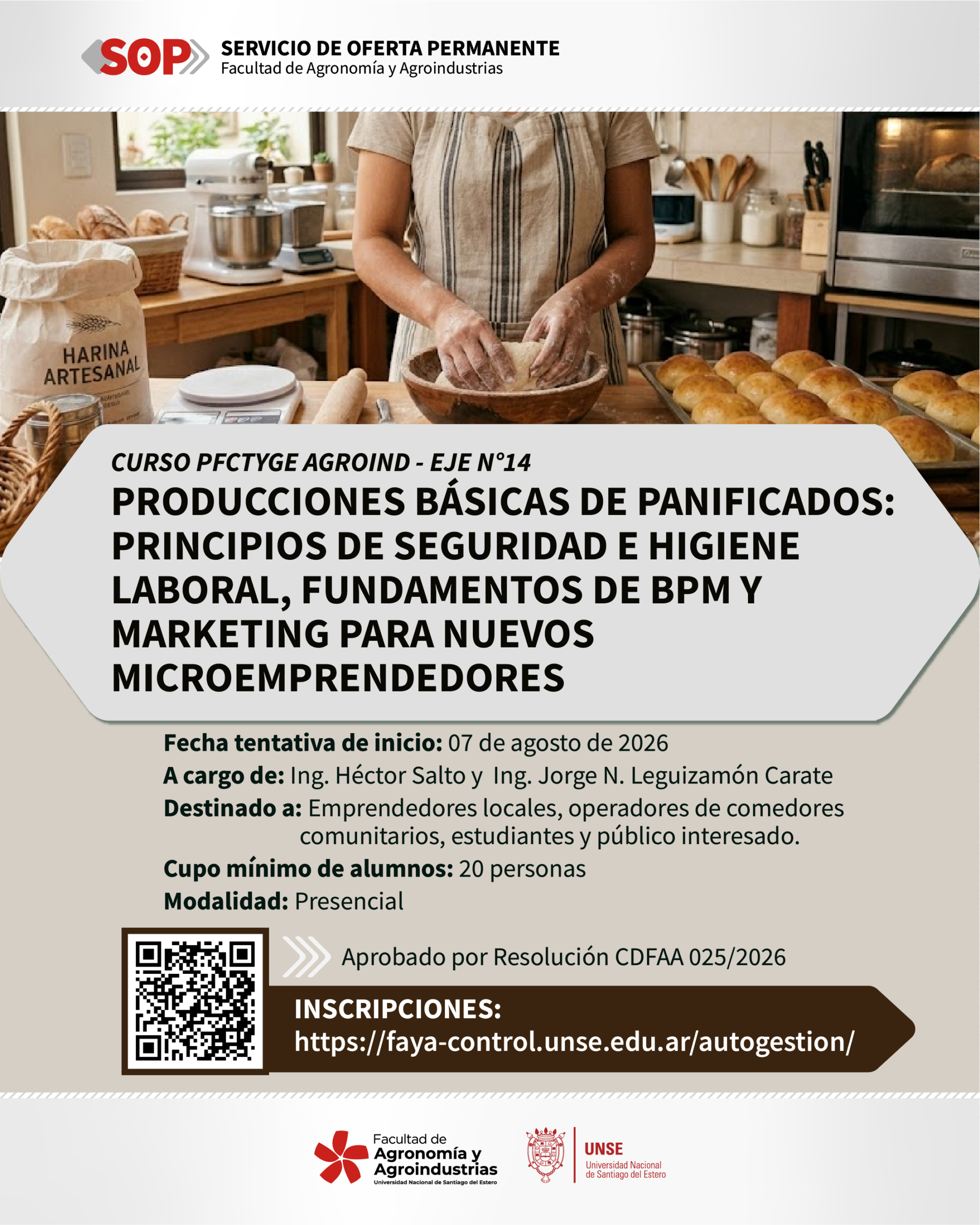 CURSO PFCTyGE AgroInd – Eje N°14: “Producciones Básicas de Panificados: Principios de Seguridad e Higiene Laboral, Fundamentos de BPM y Marketing para Nuevos Microemprendedores”.