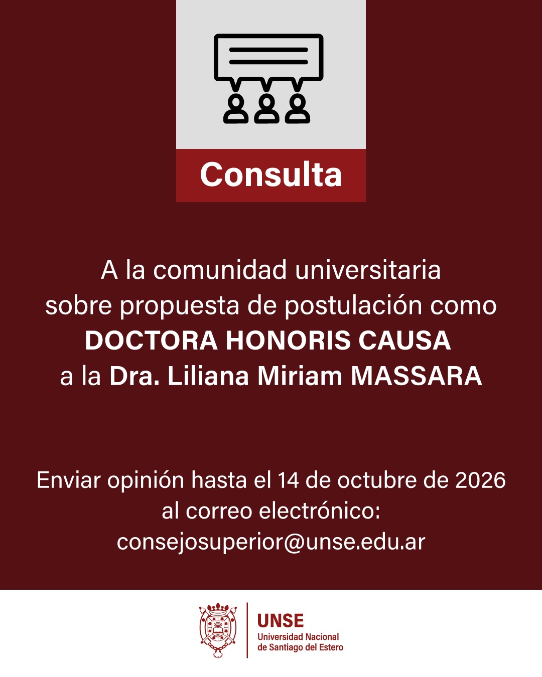 Exposición Pública de Propuesta para la Distinción de Doctora “Honoris Causa” – Liliana Miriam MASSARA